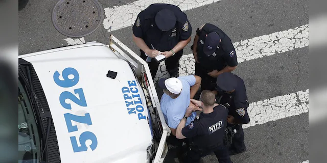 New York City police officers detain and question a man in the Bronx borough of New York. (AP Photo/Mark Lennihan, File)