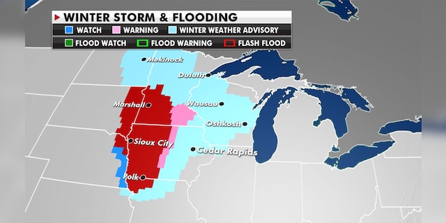 A winter storm is forecast for the Upper Midwest.