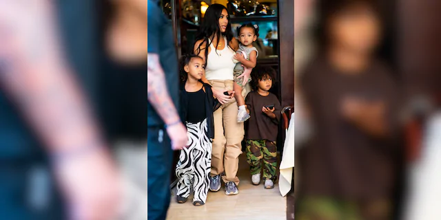 Kim Kardashian reportedly held off on filing for divorce from Kanye West because 'she feels terrible for the kids.' (Photo by Gotham/GC Images)