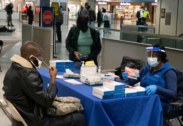 NYC Health and Hospitals set up a coronavirus testing site at Penn Station near the Amtrak gates in November.