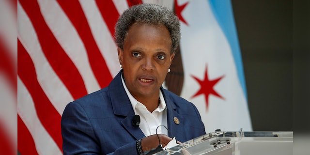 Chicago's Mayor Lori Lightfoot speaks during a science initiative event at the University of Chicago in July 2020. (Reuters)