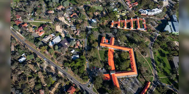 An aerial view of The Australian National University on April 17, 2020, in Canberra, Australia.