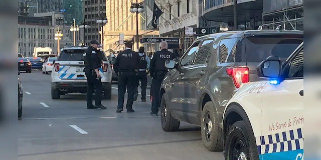 Chicago Police during St Patrick's Day weekend in the city