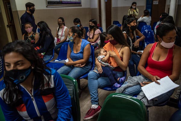A packed waiting room in December at Plafam, a nonprofit women’s health clinic in Caracas, Venezuela, that offers low-cost or free contraception.