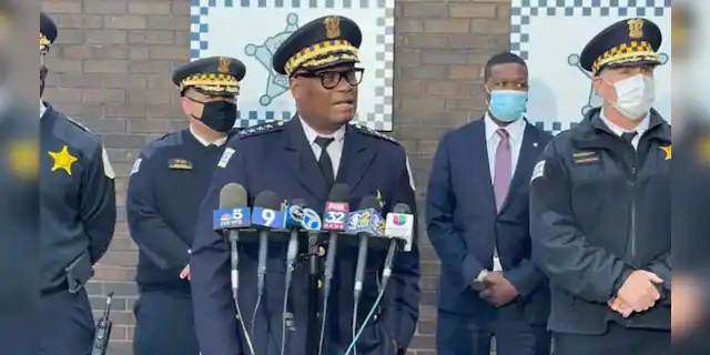 Chicago Police Superintendent David Brown addresses reporters Thursday. He said a suspect in the killing of a 7-year-old girl was shot multiple times during an attempted carjacking on a freeway.