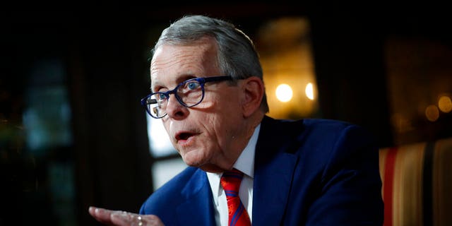 FILE - In this Dec. 13, 2019, file photo, Ohio Gov. Mike DeWine speaks during an interview at the Governor's Residence in Columbus, Ohio. DeWine has been facing growing dissatisfaction within his own party. (AP Photo/John Minchillo, File)