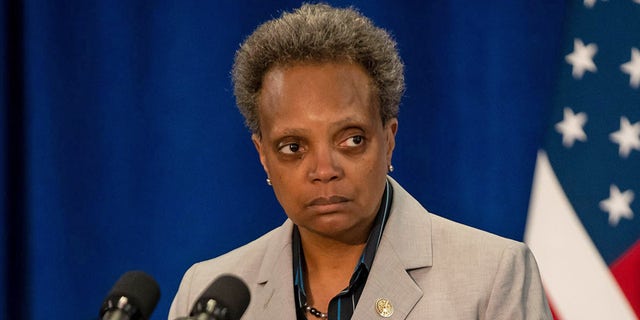 Chicago Mayor Lori Lightfoot speaks at City Hall on April 8, 2020, during the coronavirus pandemic. A local report said Lightfoot has quietly lobbied against efforts to end qualified immunity for police officers. (Brian Cassella/Chicago Tribune/Tribune News Service via Getty Images)