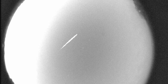 An Eta Aquarid meteor streaks over northern Georgia on 29 April 2012. Image Credit: NASA/MSFC/B. Cooke