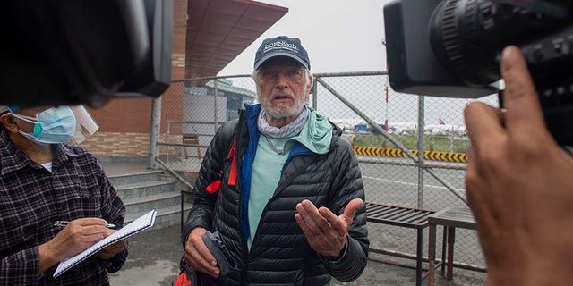 American climber Arthur Muir, 75, became the oldest American to scale Mount Everest earlier this month, beating the record by another American, Bill Burke, at age 67.  (AP Photo/Bikram Rai)