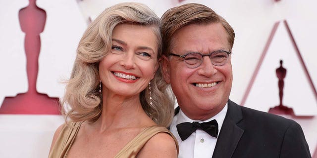 Paulina Porizkova and Aaron Sorkin attended the 93rd Academy Awards ceremony on Sunday, April 25, 2021, at Union Station Los Angeles and the Dolby Theatre at Hollywood &amp; Highland Center. (ABC via Getty Images)