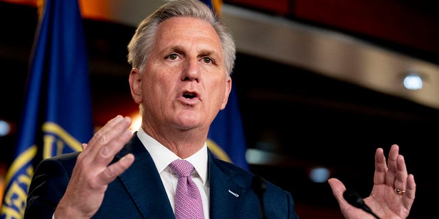 House Minority Leader Kevin McCarthy of California speaks during his weekly press briefing on Capitol Hill, Thursday, April 22, 2021, in Washington. McCarthy is opposed to a bipartisan bill that would create a commission to investigate the Jan. 6 attack on the Capitol by a mob of Trump supporters. (AP Photo/Andrew Harnik)