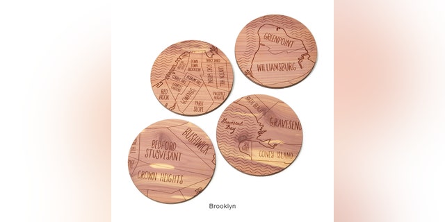 Each set of four coasters tips their hats to various cities across the country including Manhattan, Brooklyn, Chicago, Boston, Austin, Phoenix, Los Angeles, San Francisco, New Orleans, and more.
