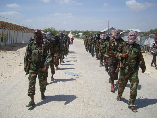 Shabab fighters near Mogadishu in 2012.