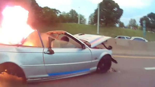 Michigan police officer pulls fiery car crash victim to safety in dramatic new video: ‘Timing was perfect’
