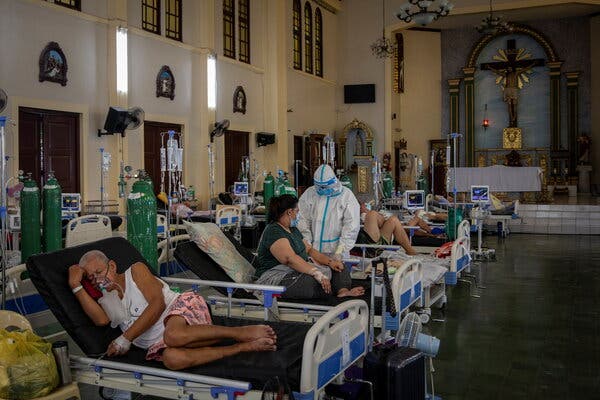 One of Manila’s other hospitals — Quezon City General Hospital — has turned its chapel into a Covid-19 ward in response to rising infections.