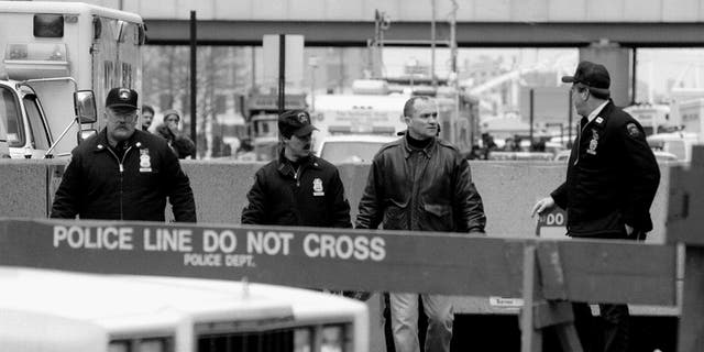 World Trade Center bombing Police Commissioner Ray Kelly comes out of the hole with Emergency Service Cops.  (Bill Turnbull/NY Daily News Archive via Getty Images)