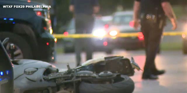 Photo shows the crime scene where a Philadelphia police officer was shot in August 2021 (WTXF FOX29)