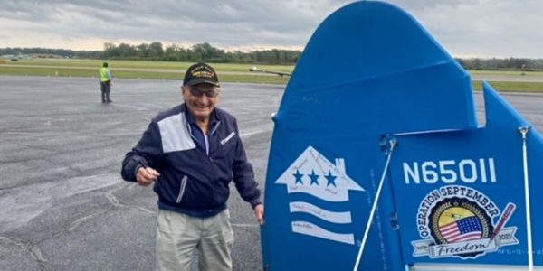 WWII veteran, 96, honored with flight on 1940s-era jet