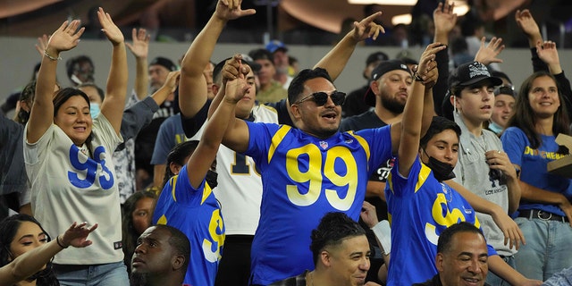 Los Angeles Rams fans cheer during a game against the Las Vegas Raiders  at SoFi Stadium Aug 21, 2021, in Inglewood, Calif.