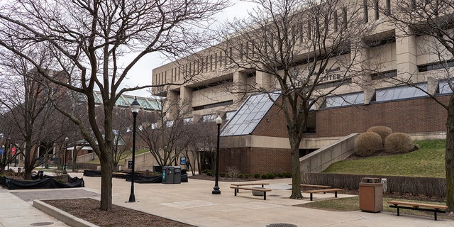 The Lincoln Park campus of DePaul University is seen largely empty as it closes to faculty in March, 2020 in Chicago. Recently, a former DePaul University student was convicted on terrorism charges and he faces up to 20 years in prison.