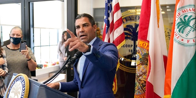 Miami Mayor Francis Suarez speaks during a news conference at Miami City Hall, on Tuesday where he took questions about then-Miami police Chief Art Acevedo. tenure.