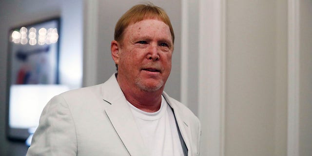 FILE - Oakland Raiders owner Mark Davis arrives to the NFL football owners meeting in Key Biscayne, Fla., in this  May 22, 2019, file photo.