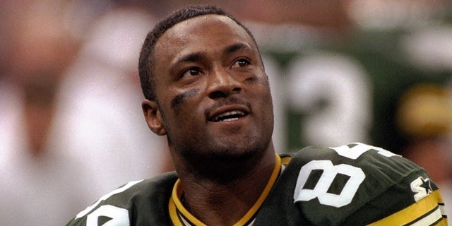 Wide receiver Andre Rison of the Green Bay Packers looks on during Super Bowl XXXI against the New England Patriots at the Superdome in New Orleans, Louisiana.  The Packers won the game, 35-21.