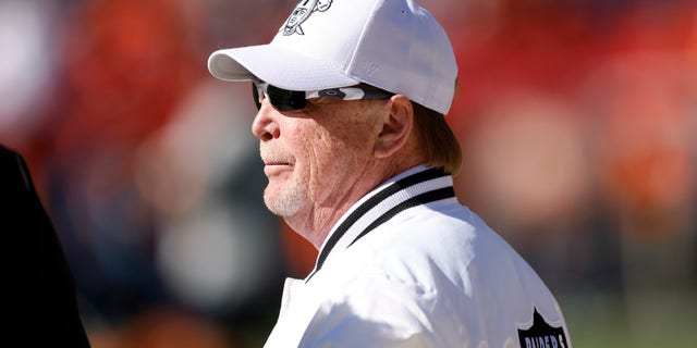 Owner Mark Davis of the Las Vegas Raiders looks on before the game against the Denver Broncos at Empower Field At Mile High on October 17, 2021 in Denver, Colo.
