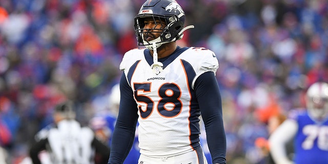 Denver Broncos outside linebacker Von Miller (58) walks to the sidelines in a November 2019 game against the Buffalo Bills at New Era Field. (Rich Barnes/USA TODAY Sports)