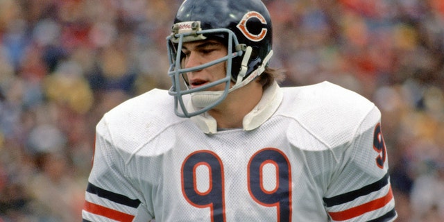 Chicago Bears defensive lineman Dan Hampton during a game against the Buffalo Bills at Rich Stadium on Oct. 7, 1979, in Orchard Park, New York.  