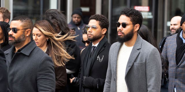 Jussie Smollett walks out of the Leighton Criminal Courthouse today after pleading not guilty to a new indictment on Feb. 24, 2020 in Chicago, Illinois. (Photo by Nuccio DiNuzzo/Getty Images)