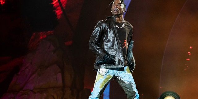Travis Scott performs at Day 1 of the Astroworld Music Festival at NRG Park on Friday, Nov. 5, 2021, in Houston. (Photo by Amy Harris/Invision/AP)