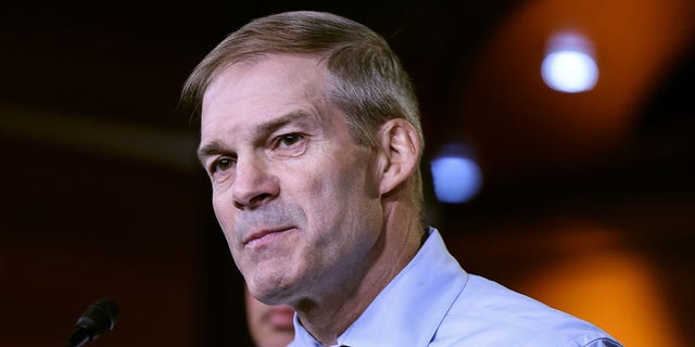 WASHINGTON, DC - JULY 21: Rep. Jim Jordan (R-OH) speaks at a news conference on House Speaker Nancy Pelosi’s decision to reject two of Leader McCarthy’s selected members from serving on the committee investigating the January 6th riots  on July 21, 2021 in Washington, DC. Speaker Pelosi announced she would be rejecting Rep. Jim Banks and Rep. Jordan’s assignment to the committee. (Photo by Anna Moneymaker/Getty Images)
