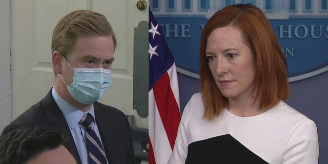 Peter Doocy questions White House press secretary Jen Psaki at the White House on immigration. (Fox News)