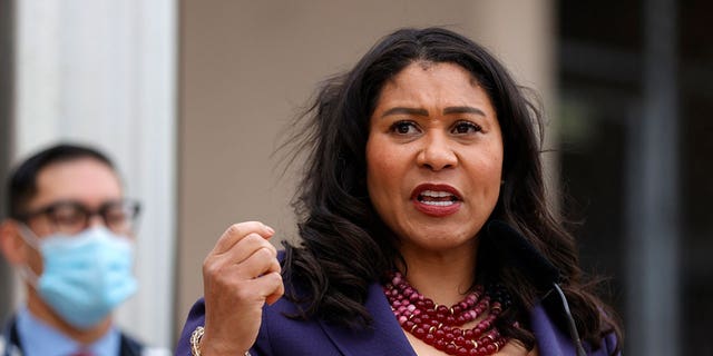 SAN FRANCISCO, CALIFORNIA - MARCH 17: San Francisco Mayor London Breed speaks during a news conference outside of Zuckerberg San Francisco General Hospital.