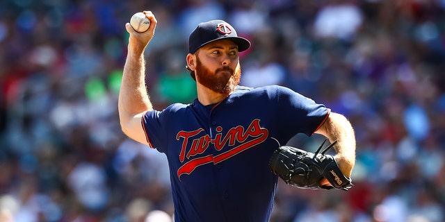 Minnesota Twins relief pitcher Sam Dyson (49) delivers a pitch in the seventh inning against the Chicago White Sox at Target Field in Minneapolis, Aug. 21, 2019. (David Berding-USA TODAY Sports)