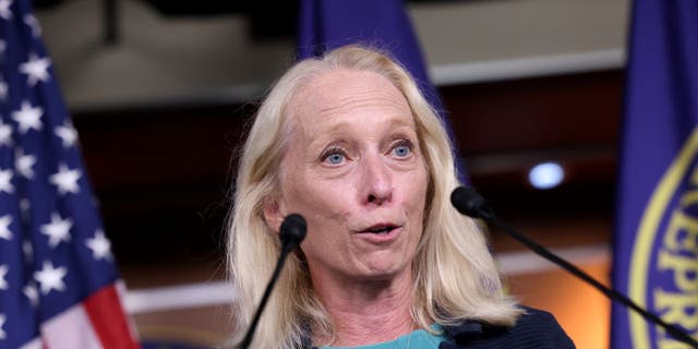 <strong>WASHINGTON, DC - SEPTEMBER 21: Rep. Mary Gay Scanlon (D-PA) speaks at a news conference on the Protecting Our Democracy Act, at the U.S. Capitol on September 21, 2021 in Washington, DC. . (Photo by Kevin Dietsch/Getty Images)</strong>