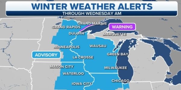 Snowy weather forecast for Upper Midwest, Great Lakes