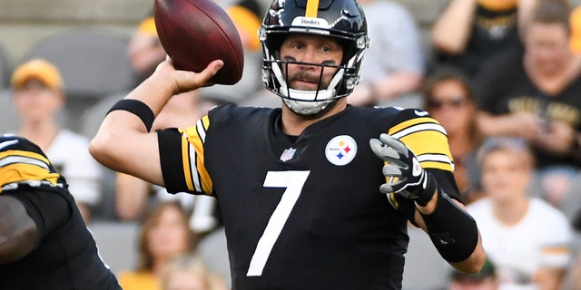 Pittsburgh Steelers quarterback Ben Roethlisberger throws a pass against the Detroit Lions during the first half of an NFL preseason football game Saturday, Aug. 21, 2021, in Pittsburgh.