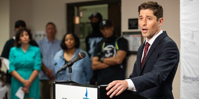 Jacob Frey, mayor of Minneapolis, speaks during a news conference at City Hall in Minneapolis, Minnesota, on Thursday, June 3, 2021. (Nicholas Pfosi/Bloomberg via Getty Images) 