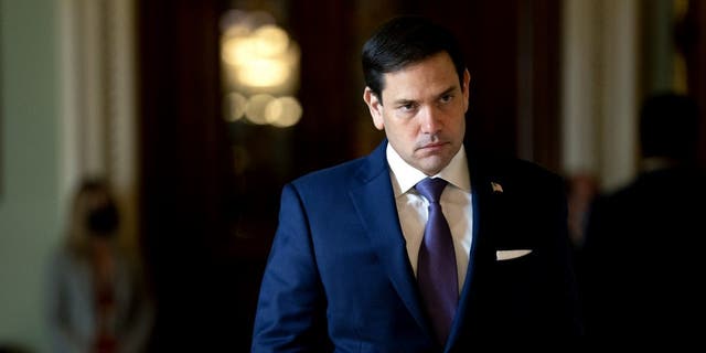 Sen. Marco Rubio, R-Fla., walks to a Senate Republican caucus meeting at the U.S. Capitol in Washington, D.C., on Oct. 7, 2021. (Stefani Reynolds/Bloomberg via Getty Images)