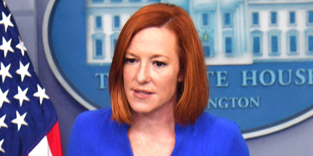 Press secretary Jen Psaki speaks during the daily briefing at the White House on Oct. 14, 2021.