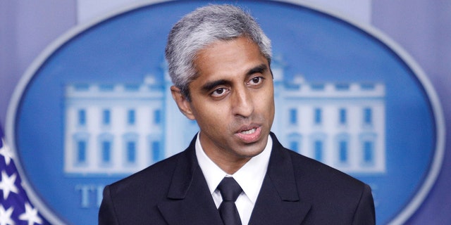 Surgeon General Vivek Murthy delivers remarks during a news conference with White House Press Secretary Jen Psaki at the White House in Washington, July 15, 2021. REUTERS/Tom Brenner