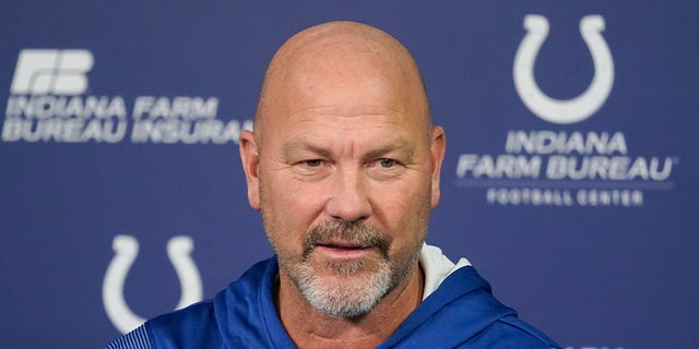 New Indianapolis Colts NFL football team defensive coordinator Gus Bradley speaks during a news conference, Wednesday, Feb. 9, 2022, in Indianapolis.