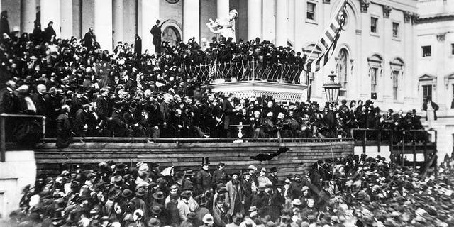The crowd at President Abraham Lincoln's second inauguration, March 4, 1865. (Fotosearch/Getty Images)