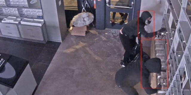 Police on Wednesday released surveillance video of three thieves hitting a LensCrafters in Bethesda, Md., on Dec. 1.