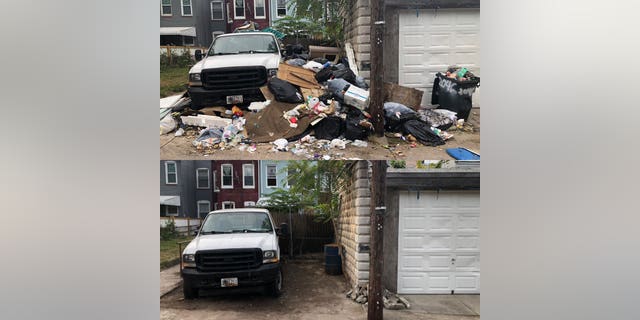 Before and after images of an area where Scott Presler organized a cleanup effort. 