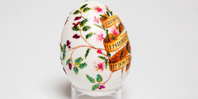 Shown here is a view of the First Lady's 2022 Commemorative Egg, to be presented to Jill Biden on Monday, April 18, 2022, at the White House Easter Egg Roll event on the White House lawn. (American Egg Board)
