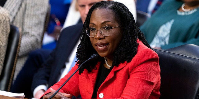 Supreme Court nominee Ketanji Brown Jackson speaks during the second day of her confirmation hearing, Monday, March 21, 2022, to the Senate Judiciary Committee on Capitol Hill in Washington. (AP Photo/Jacquelyn Martin)