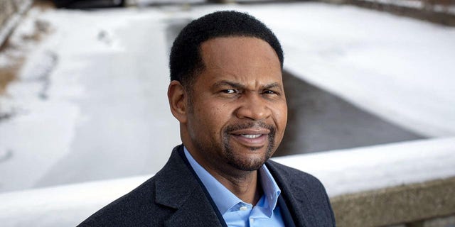 Aurora Mayor Richard Irvin, seen along the city riverfront on Feb. 3, 2022, is vying for the Republican nomination for governor. (Brian Cassella/Chicago Tribune/TNS/ABACAPRESS.COM)